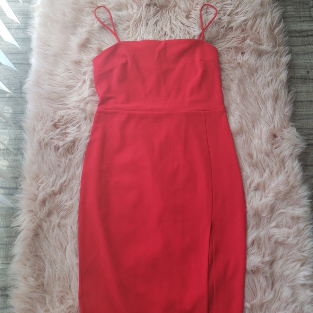Express Red Slit Dress